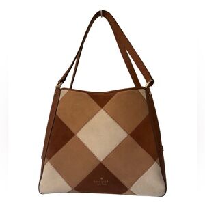 Kate Spade Leila Patchwork Suede Medium Triple Compartment Shoulder Bag